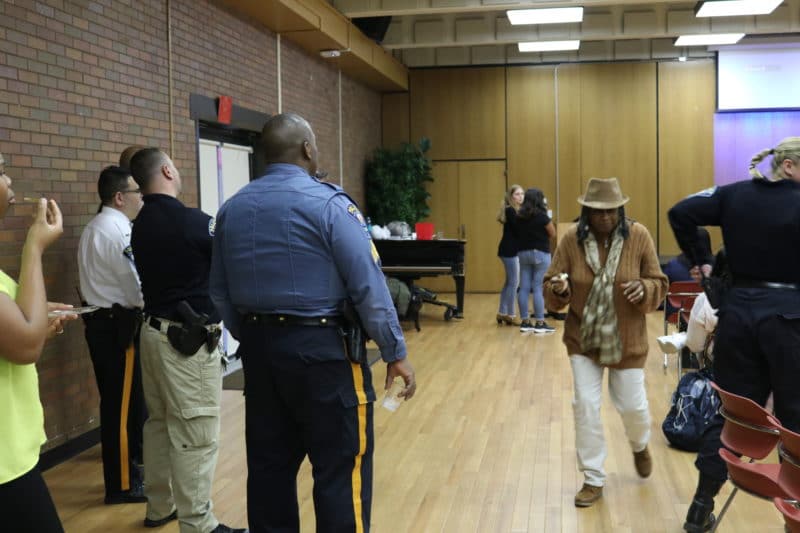 Montclair, NJ 11/1/18 First annual Community Relations Expo: At Student Center, Ballrooms Montclair State University, Students gather to ask police questions police excessive force. Photo by Tiffany Baskerville