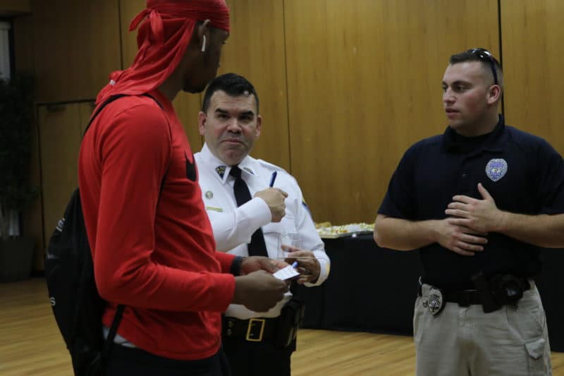 Montclair, NJ 11/1/18 First annual Community Relations Expo: At Student Center, Ballrooms Montclair State University, Students gather to ask police questions police excessive force. Photo by Tiffany Baskerville