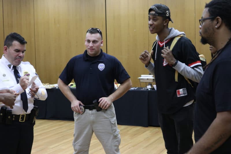Montclair, NJ 11/1/18 First annual Community Relations Expo: At Student Center, Ballrooms Montclair State University, Students gather to ask police questions police excessive force. Photo by Tiffany Baskerville