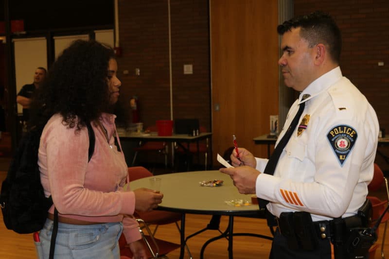 Montclair, NJ 11/1/18 First annual Community Relations Expo: At Student Center, Ballrooms Montclair State University, Students gather to ask police questions police excessive force. Photo by Tiffany Baskerville