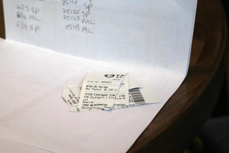 East Rutherford, NJ 11/2/2018 NJ SPORTS BETTING: Gambling brings out the frustration as ripping up a failed ticket is commn practice amongst betters.