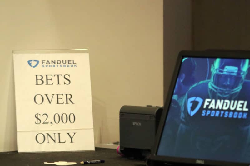 East Rutherford, NJ 11/2/2018 NJ SPORTS BETTING: Seperate Windows for minimum bets is set up at the Meadowlands. Only bets of $2000 and over are allowed at these windows.